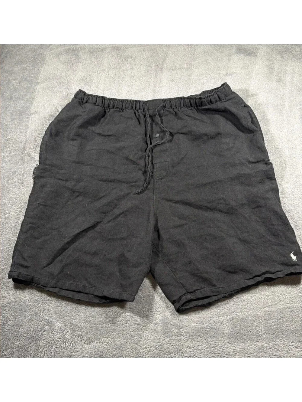 Polo Ralph Lauren Black Cotton Drawstring Lounge Shorts Men